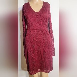NWT Maroon Lace Open Back Dress Large